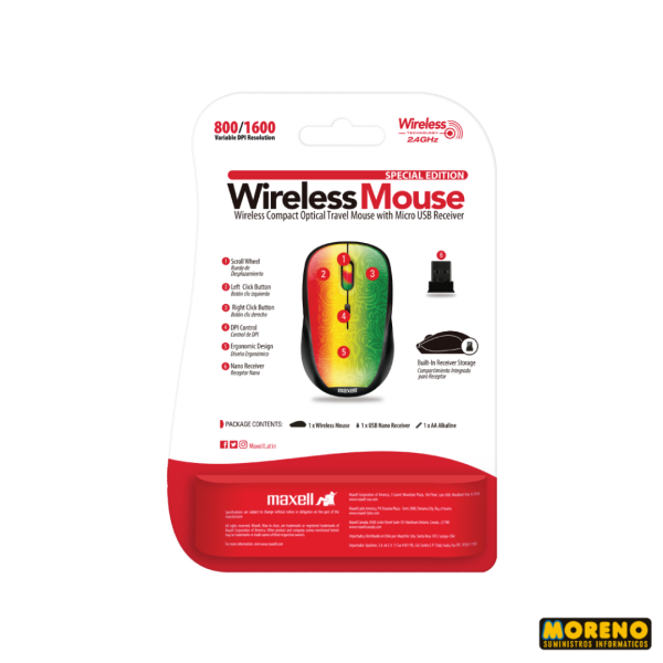 MOUSE MAXELL INALAMBRICO -1600DPI  RASTA MOWL-201 - Imagen 2