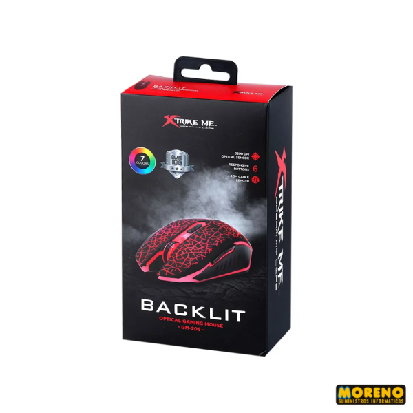 MOUSE XTRIKE GM-205  7 COLORES DE LUZ - 6 BOTONES - Imagen 2