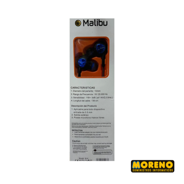 AURI. IN EAR C/CABLE MALIBU M4 EXTRA GRAVES M.LIBR - Imagen 2