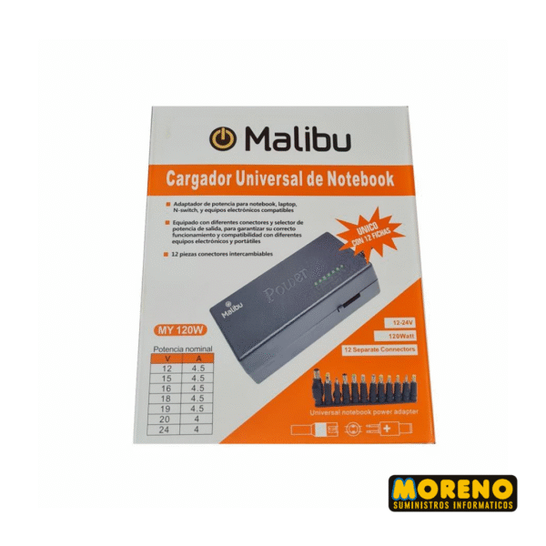 CARGADOR UNIV. P/NOTEBOK 12 ADAP. MALIBU 120W