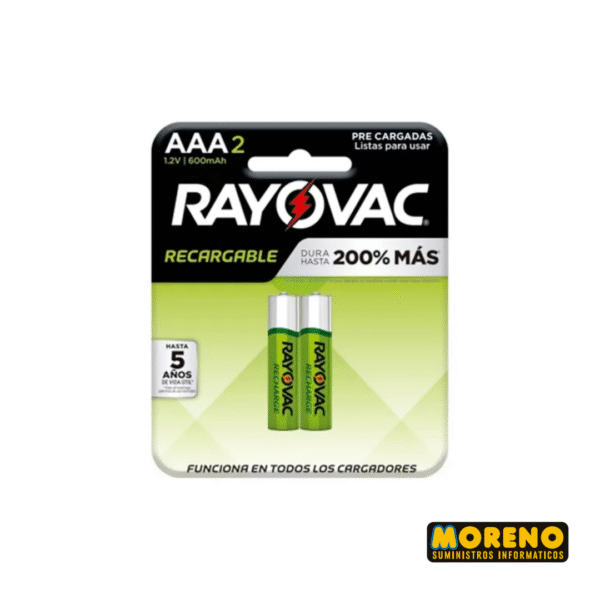 PILA 3A RECARG. 600MAH PACK X 2 UNID.RAYOVAC
