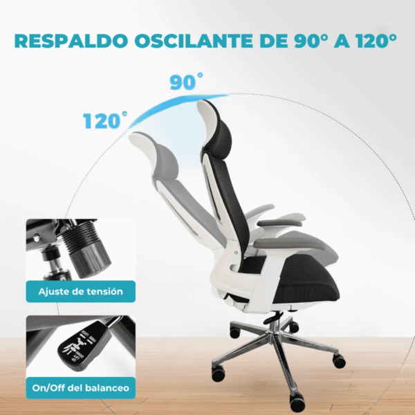 SILLON GERENCIAL RESP. GRIS SOPO. 120KG GLOBAL - Imagen 5