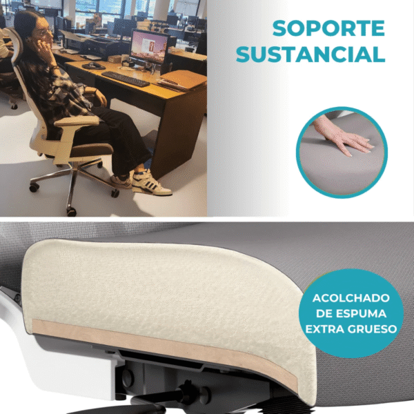 SILLON GERENCIAL RESP. GRIS SOPO. 120KG GLOBAL - Imagen 4