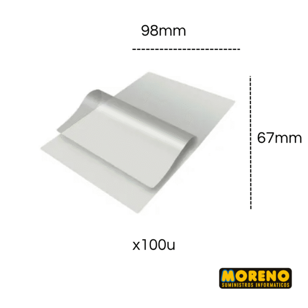 POUCH P/TARJETAS -CARNE P/100UNID.150MIC. 67 X 98