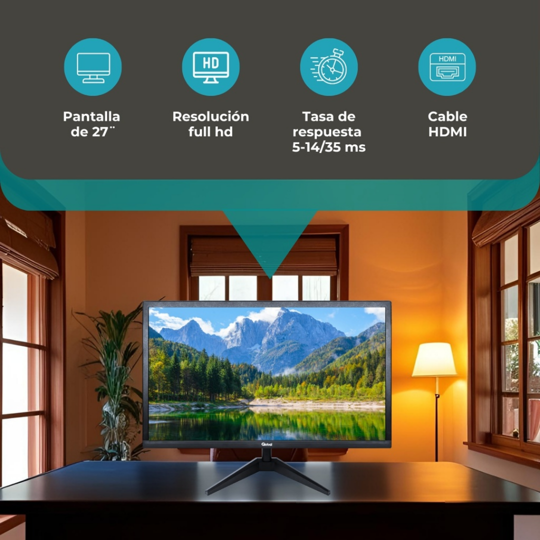 MONITOR FULL HD 27  HDMI/VGA GLOBAL OFFICE27IFHD - Imagen 3